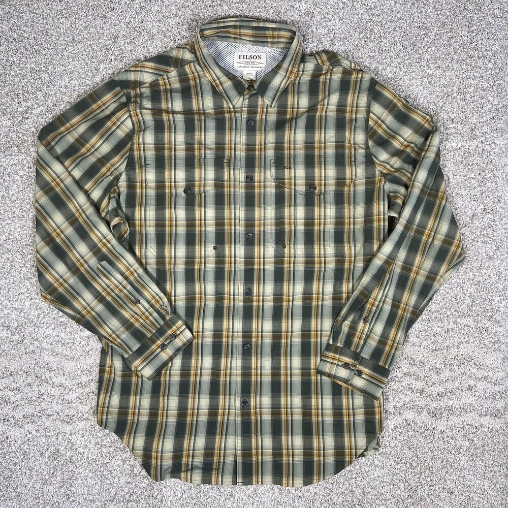 Filson Mens XL Plaid Long Sleeve Field Fishing Shirt Mesh Lined Vented Outdoor